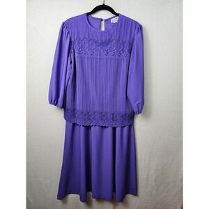 Good Times Dress Woman's Size 19/20 Purple Long Sleeve Vintage